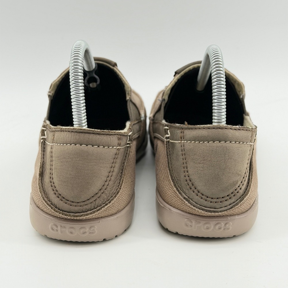 Crocs Santa Cruz Canvas Loafers Mens 8 Khaki Brown Slip On Shoes 201161 - Picture 5 of 10